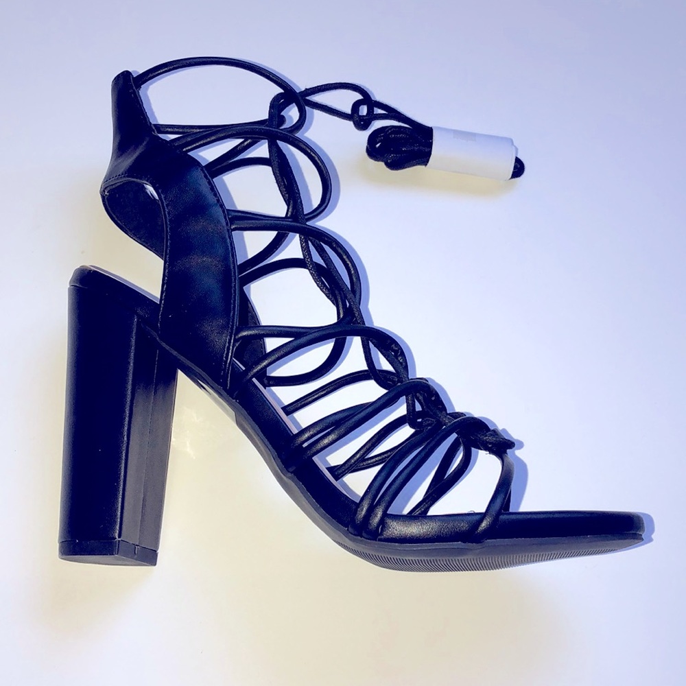 New Glam Lace-up Block Heels Size 8